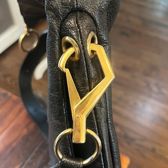 Jimmy Choo Authentic Large Black Leather Buckle Bag Tote with Gold Tone Hardware - Picture 6 of 14